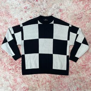 Vans Black and White Checkered Crewneck Sweater Size S
